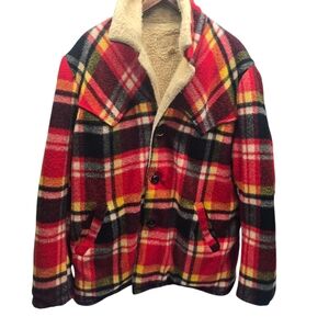 Vintage Tregos Westwear Red Plaid Wool Fleece Lined Western Rancher Jacket